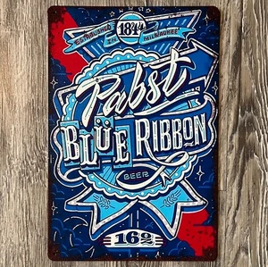 Pabst blaues Band Bier 8 x 12 Neuheit Vintage Blechschild eingeschweißt - Bild 1 von 2