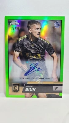 2023 Topps Chrome MLS Stipe Biuk Green Refractor /99 ROOKIE AUTO LAFC RC - Image 1 of 2