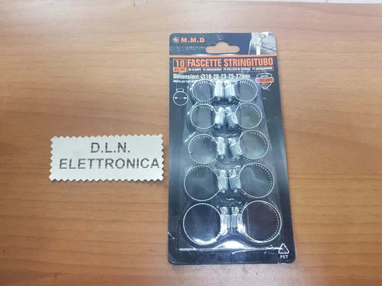 10 FASCETTE COLLARE STRINGITUBO A VITE  PER TUBI ARIA  ACQUA BENZINA CARBURANTE - Immagine 1 di 1