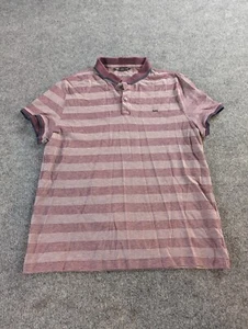 Michael Kors Polo Shirt  Mens Large Maroon Stripes & Blue Trim Short Sleeve - Picture 1 of 9