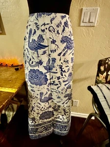 Vintage Jim Thompson Womens Skirt Animal Print Blue and White - Picture 1 of 7