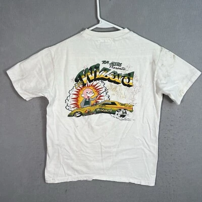 Camiseta De Colección Años 80 Tom Akers El Mago Divertida Carreras de Coches Adulto Mediana Blanca Hombres Foto 1 de 4