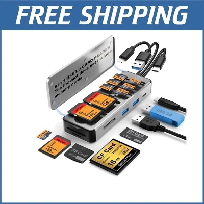 Portable 8-in-1 Card Reader - Transfer Files Across SD/TF/CF/MS/XD Devices - Image 1 of 4