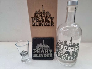 Peaky Blinders Sadlers black shot glass decanter box set can be personalised - Picture 1 of 8
