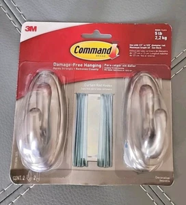Command 2 Stück Gardinenstangenhaken 5 Pfund beschädigungsfreies Aufhängen hält stark 3 m - Bild 1 von 14
