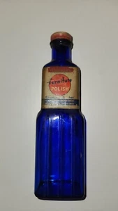 Vintage Blue Glass Furniture Polish J. A. Tumbler Laboratories Balitmore MD, USA - Picture 1 of 6