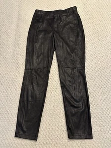 Free People Women Medium Pants Black Skinny Leggings Pull On Faux Leather EUC - Picture 1 of 12