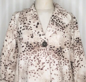 Chaqueta de lana Susan Graver para mujer talla XS beige marrón estampado animal bolsillos guc. - Imagen 1 de 8