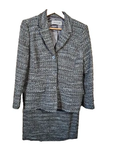 Jigsaw Grey Boucle Wool Jacket And Skirt Suit Size UK 12 Alpaca Blend Tweed - Picture 1 of 13
