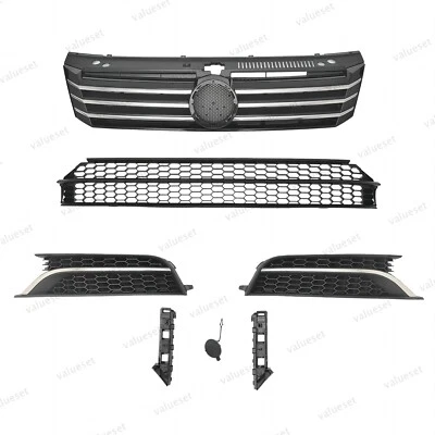 7PC For Passat 2012-2015 Upper/Lower Chrome Grille Mesh and Bracket Set Included - Imagem 1 de 4