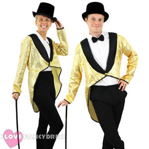 GOLD SEQUIN TAILCOAT UNISEX CABARET FANCY DRESS CIRCUS RINGMASTER DANCE COSTUME