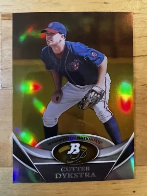 2011 Bowman Platinum Prospects Gold Refractor #BPP77 Cutter Dykstra /50 - Image 1 of 3