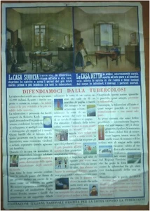 MURALE, Lotta tbc, casa sudicia e casa netta, Difendiamoci dalla tubercolosi m - Picture 1 of 6