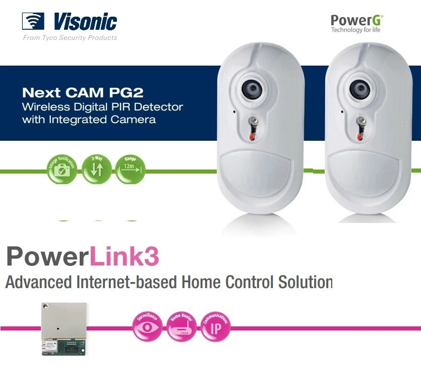Visonic  Powerlink 3 Brodband IP Module + 2 pcs next cam pg2 868-0mhz - Image 1 of 4
