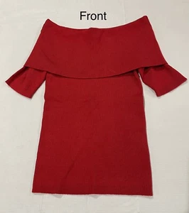 Neu mit Etikett Catherine Malandrino schulterfreier Damenpullover rot Wasserfallausschnitt Large - Bild 1 von 9