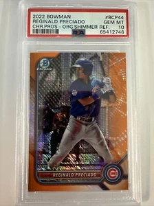2022 Bowman Chrome Pros Reginald Preciado Orange Shimmer Refr /25 PSA 10 Cubs - Picture 1 of 5