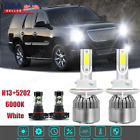 6000K For Gmc Yukon 2007 - 2014 Led Headlight Hi/Lo +Fog Light 4 Bulbs Combo Kit