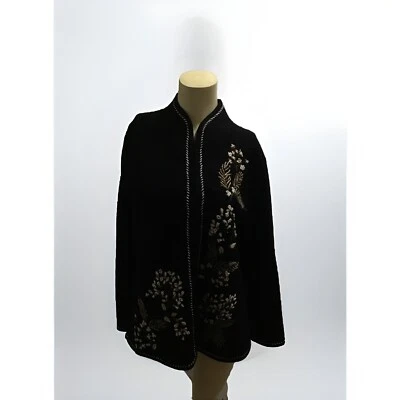 COLDWATER CREEK MUJER SUÉTER NEGRO CIERRE CREMALLERA LANA CUENTAS, CÁRDIGAN-XL Foto 1 de 4