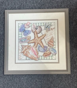FRAMED COMPLETED CROSS STITCH: SHELL COLLECTION : 40 x 40cm(SLIGHT MARKING) - Picture 1 of 1