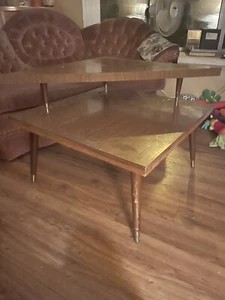 Vintage MCM Atomic Era Laminate corner coffee table - Picture 1 of 6