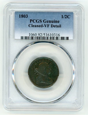 1803 Half Cent PCGS VF Detail Genuine - Image 1 of 2