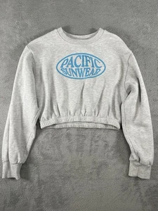 PacSun Sweatshirt Damen S Fleece gefüttert Cropped Pacific Sunwear Pullover grau - Bild 1 von 9