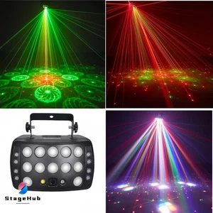 DJ Disco Party Stage Light 4 in 1 Laser LED Strobe Gobo RGBW Effect DMX Lighting - Picture 1 of 10