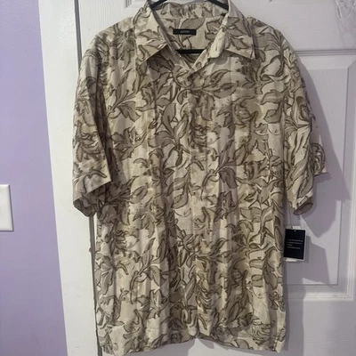 Men’s Alfani Short Sleeve Shirt 100% Silk, Large, Button-Up - Image 1 of 4