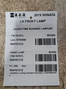 Lh Driver Side Front Lamp 2019 Sonata Sku#4151212 - Picture 1 of 6