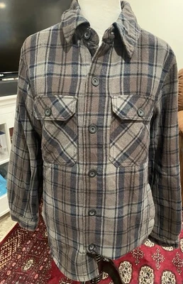 绗缝重型法兰绒夹克男式小号五口袋工作芯风向服 Y2K — 第 1/4 张图片