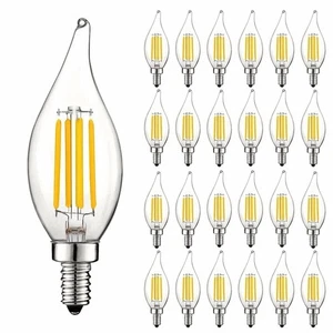 24x Luxrite 5W Vintage Candelabra LED Bulb Dimmable 5000K 550lm Bright White E12 - Picture 1 of 7