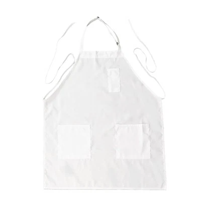 Delantal de chef de cocina de poliéster premium BLANCO con cuello ajustable y lazos largos  Foto 1 de 4
