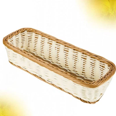  Rectangular Storage Basket Baskets for Food Serving Imitation Rattan Plate - Image 1 of 4