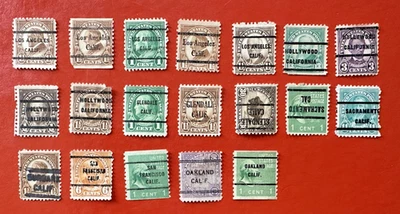 CALIFORNIA PRECANCELS ~ 19 Different  Sc 553 to 839 NonInclusive 1920s 1930s - Image 1 of 4