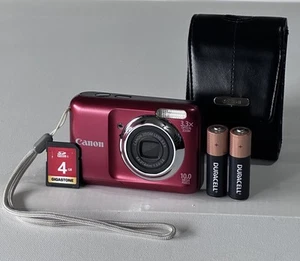 Canon PowerShot A800 Red Digital Camera w/ SD Card & Canon Case, Tested Working - Picture 1 of 11