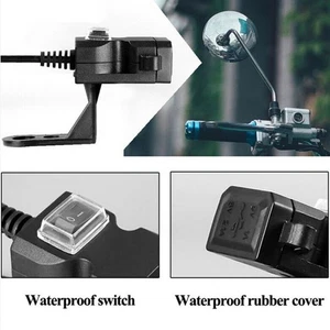 Dual USB Waterproof 12V Motorcycle Handlebar Phone Charger Outlet Power Socket - Picture 1 of 12