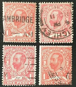 GB KGV SG327/333 1d carmine/scarlet (Die B) used stamps /5916/ - Picture 1 of 2