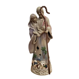 2005 Presepe Sacra Famiglia Tea Light Portacandele Ceramica Argilla Alto 12” - Foto 1 di 8
