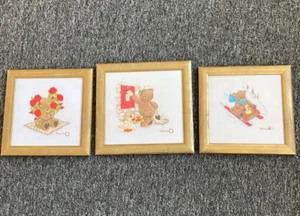 3 PACK OF TEDDY FRAMED CROSS STITCH PHOTOS : 22 x 22cm - Picture 1 of 1