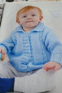 Knitting Pattern For Baby's /Toddler D.K Jacket With Collar- Sizes 0-3 years - Picture 1 of 2