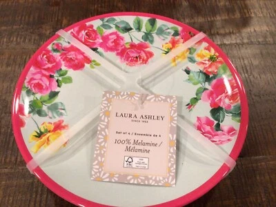 "Platos de ensalada Laura Ashley rosas rosadas y amarillas de melamina de 7,5"" (JUEGO DE 4) NUEVOS" Foto 1 de 2