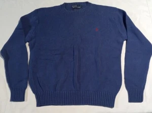 Polo Ralph Lauren Vintage Sweater XL Men’s Faded Blue Pullover Cotton Crewneck - Picture 1 of 5