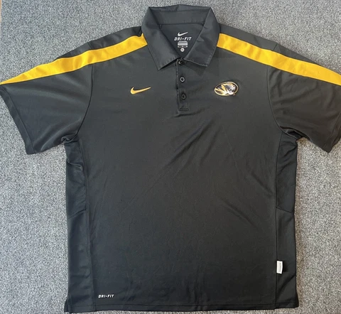 Nike Dri Fit Mens XL Black Short Sleeve Polo Shirt Missouri Tigers Mizzou SEC Cover