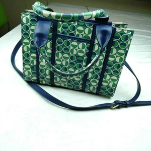 Marcs Retro Bag Green Blue Circles Handbag St Bart Mini Tote Bag - Picture 1 of 11