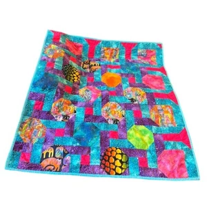 Laurel Burch Felines & Canines Cats & Dogs Handmade Quilt Vintage 35”x39” - Picture 1 of 11