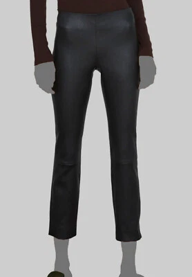 $1296 Vince Mujeres Negro Cuero Suave Cintura Alta Leggings Cortos Pantalones Talla XS Foto 1 de 3