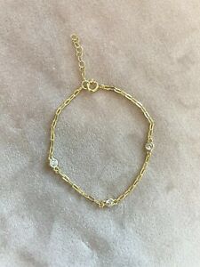 gold plated paper clip diamond by the yard bracelet