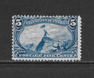 U.S. SCOTT 288 MH FINE - 1898 5c DULL BLUE TRANS-MISSISSIPPI ISSUE - ROCKIES - Bild 1 von 2