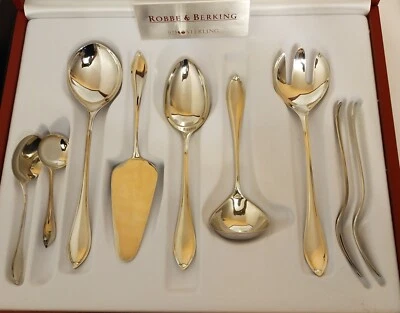 ROBBE & BERKING NAVETTE 9TL. VORLEGE BESTECK GARNITUR 925 STERLING SILBER - Bild 1 von 2
