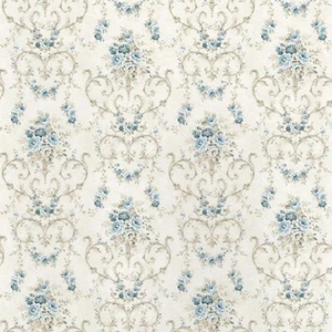 1:12 or 1" Scale Dollhouse Miniature Wallpaper Blue on Ivory 3 Sheets - 0002771 - Picture 1 of 1